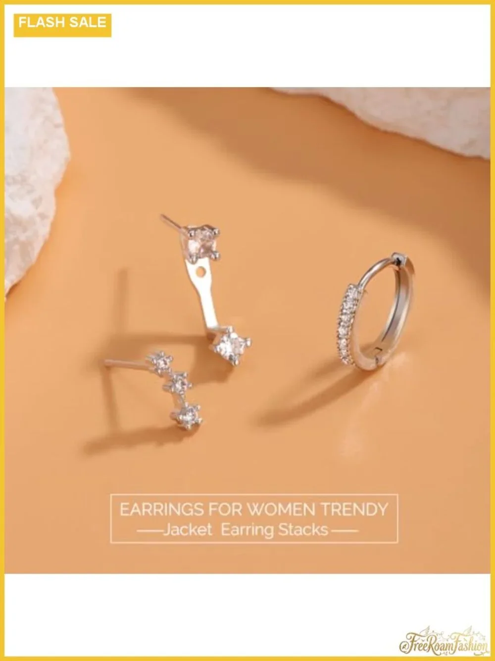 3 Pair 925 Sterling Silver Earrings Set CZ Hoop Stud Hypoallergenic